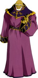  1boy bald beard belt black_claws blue_belt facial_hair fire_emblem fire_emblem:_mystery_of_the_emblem high-waist_belt highres koya_katsuyoshi looking_at_viewer mature_male medeus no_pupils official_art purple_robe robe solo transparent_background white_hair 
