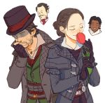  assassin&#039;s_creed:_syndicate assassin&#039;s_creed_(series) chibi_inset evie_frye facial_hair flower hat henry_green jacob_frye maxwell_roth mustache shaded_face top_hat tulip y_(chos) 