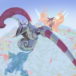  armor bug colored_sclera commentary darmanitan darmanitan_(standard) disguise english_commentary escavalier goooseideas helmet highres lance no_humans plume pokemon pokemon_(creature) pokemon_focus polearm red_eyes weapon yellow_sclera zoroark 