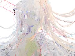  1girl abstract clear_yuri commentary_request expressionless highres long_hair looking_at_viewer no_mouth original solo steel_beam upper_body white_background 