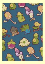 :< :d bellsprout bounsweet bud budew highres leaf morelull mushroom no_humans o_o oddish olive plant pokemon pokemon_(creature) pokemon_focus red_eyes shroomish simple_background smile smoliv sn1vy toedscool walking wavy_mouth 