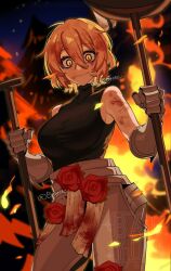  1girl armor ascot baiyue blonde_hair blood blood_on_face don_quixote_(project_moon) gauntlets highres holding limbus_company n_corp._fanatic_(identity)_(project_moon) project_moon shirt short_hair smile wax_seal yellow_eyes 