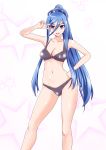  1girl aoki_hagane_no_arpeggio bikini blue_eyes blue_hair highres kswazza long_hair ponytail standing swimsuit takao_(aoki_hagane_no_arpeggio) 