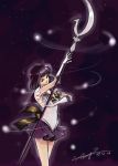  1girl 2009 bangs bishoujo_senshi_sailor_moon black_hair bob_cut dated elbow_gloves gloves imirpz purple_skirt sailor_saturn scythe short_hair signature skirt solo tomoe_hotaru white_gloves 