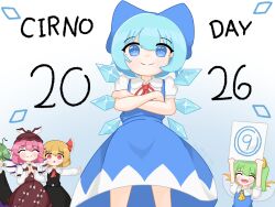  (9) 5girls antennae aqua_eyes aqua_hair artist_name bad_id bad_pixiv_id bare_arms bird_wings black_cape black_ribbon black_skirt black_vest blonde_hair blue_bow blue_eyes blue_skirt blue_vest blush blush_stickers bow brown_hat brown_skirt brown_vest cape character_name cirno cirno_day closed_eyes closed_mouth collared_shirt commentary_request cowboy_shot crossed_arms daiyousei dated diamond_(shape) double-parted_bangs english_text eyelashes fairy fairy_wings frilled_shirt_collar frills gradient_background green_hair grey_background hair_between_eyes hair_bow hair_intakes hair_ribbon happy hat highres holding holding_paper ice ice_wings juliet_sleeves long_skirt long_sleeves mob_cap mystia_lorelei neck_ribbon non-web_source open_mouth paper pink_hair ponytail puffy_short_sleeves puffy_sleeves purple_short red_eyes red_ribbon ribbon rumia santoso_tahu short_hair short_sleeves shorts side_ponytail simple_bird skirt sleeve_garter smile source_request split_mouth standing t-pose touhou vest watermark white_background white_bow white_ribbon white_shirt white_skirt winged_hat wings wriggle_nightbug writing yellow_ascot yellow_bow 