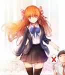  1girl bow gekkan_shoujo_nozaki-kun girl_power hair_bow highres orange_hair polka_dot polka_dot_bow sakura_chiyo uniform violet_eyes 