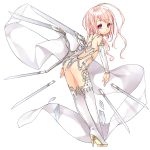  1girl artist_request ass blade boots character_request copyright_request crossed_legs detached_sleeves floating_object full_body high_heels legs_together long_hair pink_eyes pink_hair revealing_clothes simple_background solo thigh-highs thigh_boots white 