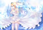  ayase_eli blonde_hair blue_eyes blush bouquet dress gloves long_hair love_live!_school_idol_project ponytail veil wedding 