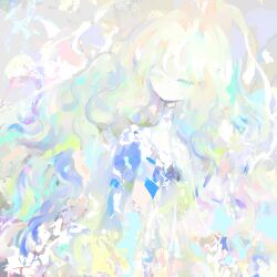  1girl abstract abstract_background clear_yuri colorful commentary_request long_hair no_mouth original solo upper_body 