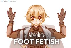  1girl absolute_cinema_(meme) bad_source blonde_hair brown_gloves brown_jacket brown_sleeves character_request collared_jacket cropped_jacket girls'_frontline_2:_exilium girls_frontline gloves hair_between_eyes jacket leather leather_jacket long_hair looking_at_viewer meme russian_text solo straight-on upper_body very_long_hair vovenart yellow_eyes 