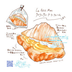  artist_name bag bread commentary_request cream croissant dated english_text food food_focus highres in_container no_humans original otter pastry plastic_bag powdered_sugar qr_code signature simple_background soramaru_ell sparkle translation_request watermark white_background xfolio_username 