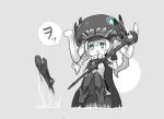  blue_eyes blush bodysuit cane cape collar commentary_request fishing ganesagi gloves i-class_destroyer kantai_collection monochrome shinkaisei-kan short_hair sweatdrop tentacles translated white_hair white_skin wo-class_aircraft_carrier 