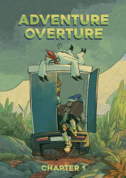  2boys absurdres boots brendan_(pokemon) brown_boots claws english_text highres holding_pokedex motor_vehicle mudkip multiple_boys outdoors pokedex pokemon pokemon_(creature) pokemon_emerald pokemon_ruby/sapphire/emerald rain torchic truck vigoroth white_fur zephyrcometnuzlocke 