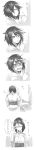  1girl absurdres alternate_hairstyle blush brushing_teeth comic glasses glasses_removed highres japanese_clothes kantai_collection killing-inthe-name kimono kirishima_(kantai_collection) long_image messy_hair mirror monochrome short_hair sink tall_image translation_request 