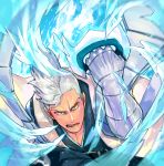  1boy bankai bleach gloves j4hn muguruma_kensei open_mouth solo white_hair 