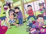  6+boys :&gt; :3 :d :q animal_hat baseball_cap blush boxers brothers brown_eyes brown_hair cat_hat cellphone chin_stroking chocolate chocolate_bar dutch_angle fan fishing_rod grin hashimoto_nyaa hat heart heart_in_mouth hood hoodie lying male_focus matsuno_choromatsu matsuno_ichimatsu matsuno_juushimatsu matsuno_karamatsu matsuno_osomatsu matsuno_todomatsu mouth_hold multiple_boys official_art on_stomach open_mouth osomatsu-kun osomatsu-san paintbrush paper_fan phone pot sextuplets siblings sleeves_past_wrists smartphone smile sunglasses tongue tongue_out uchiwa underwear valentine 