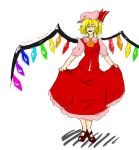  1girl blonde_hair flandre_scarlet full_body hat open_mouth red_eyes shoes solo touhou wings 