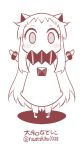  bangs collar commentary_request dress horns long_hair looking_at_viewer northern_ocean_hime outstretched_arms shadow spread_arms translation_request twitter_username very_long_hair yamato_nadeshiko 