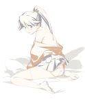  bare_shoulders hakama houshou_(kantai_collection) japanese_clothes kantai_collection kimono ningen_(ningen96) panties ponytail sitting thigh-highs underwear wariza 