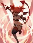  1girl bat_wings belt collar demon_girl demon_tail disgaea elbow_gloves etna fang flat_chest gloves grin makai_senki_disgaea miniskirt navel pointy_ears polearm red_eyes redhead skirt smile solo spear tail thigh-highs truc_bui twintails weapon wings 