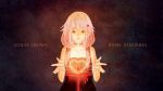  1girl bare_shoulders cat&#039;s_cradle character_name choker copyright_name dress goroku_jp guilty_crown hair_ornament hairclip long_hair looking_at_viewer open_mouth pink_hair red_eyes smile solo string twintails yuzuriha_inori 