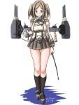  1girl alternate_hairstyle brown_hair cannon epaulettes green_eyes kantai_collection katori_(kantai_collection) military military_uniform no_glasses riding_crop smile tatsumi_rei turret twintails two_side_up uniform 