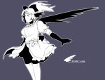  1girl asupirin character_name dress expressionless gloves head_wings icarus_(seihou) monochrome seihou wings 