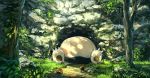  cave claws diglett grass highres looking_up lying nature no_humans on_back outdoors pippi_(pixiv_1922055) plant pokemon pokemon_(creature) rock sleeping snorlax tree |_| 