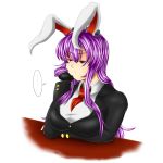  ... :t animal_ears blazer blouse bored breasts bugge_man bunny_tail large_breasts lavender_hair long_hair necktie purple_hair rabbit_ears red_eyes red_necktie reisen_udongein_inaba speech_bubble tail touhou 