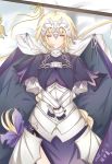  1girl absurdres armor artist_name banner blonde_hair braid breasts chain closed_eyes dated fate/grand_order fate_(series) gauntlets helmet highres jingzhongyin long_hair ruler_(fate/apocrypha) solo 