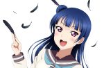  blue_hair blush happy kazuma long_hair love_live!_sunshine!! purple_eyes seifuku tsushima_yoshiko 