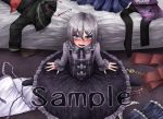  1girl blush burn_scar dorei_to_no_seikatsu_~teaching_feeling~ dress grey_hair hair_ornament hairclip long_hair ray-k sample scar smile solo sylvie_(dorei_to_no_seikatsu) violet_eyes watermark 