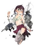  1girl broken_glasses fujikawa glasses kantai_collection machinery multicolored_hair official_art okinami_(kantai_collection) pantyhose torn_clothes torn_pantyhose 