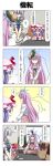  4koma 6+girls alternate_costume apron bat_wings blonde_hair blue_dress bow braid cape chair closed_eyes comic cup dress drinking_glass face_mask flat_gaze green_dress green_hair hata_no_kokoro highres inubashiri_momiji izayoi_sakuya long_hair maid mask monkey_mask multiple_girls open_mouth pink_dress pink_eyes pink_hair pointy_hair puffy_sleeves rappa_(rappaya) red_eyes remilia_scarlet shirt silver_hair sitting skirt smile soga_no_tojiko table touhou toyosatomimi_no_miko translation_request tray twin_braids v_arms very_long_hair waist_apron wings 