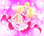  blonde_hair blush cure_flora dress gloves go!_princess_precure green_eyes happy haruno_haruka long_hair magical_girl odango precure ribbon 