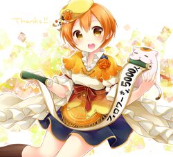  blush dress green_eyes hoshizora_rin love_live!_school_idol_project orange_hair scroll short_hair smile 