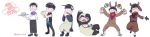  6+boys animal_costume bandana bowl_cut brothers character_request drinking fukuyama_jun gloves grizzly_(shirokuma_cafe) grizzly_(shirokuma_cafe)_cosplay) half_gloves heart heart_in_mouth instrument kamiya_hiroshi llama_(shirokuma_cafe) llama_(shirokuma_cafe)_(cosplay long_image male_focus maracas matsuno_choromatsu matsuno_ichimatsu matsuno_juushimatsu matsuno_karamatsu matsuno_osomatsu matsuno_todomatsu messy_hair multiple_boys nakamura_yuuichi ono_daisuke osomatsu-kun osomatsu-san panda_(shirokuma_cafe) panda_(shirokuma_cafe)_(cosplay) penguin_(shirokuma_cafe) penguin_(shirokuma_cafe)_(cosplay) penguin_costume sakurai_takahiro seiyuu_connection sextuplets shirokuma_(shirokuma_cafe) shirokuma_(shirokuma_cafe)_(cosplay) shirokuma_cafe siblings sleeves_past_wrists smile sunglasses sunglasses_on_head triangle_mouth twitter_username vest wide_image 