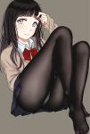  1girl black_hair black_legwear highres long_hair original pantyhose saitou_(lynx-shrike) school_uniform solo uniform 