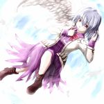  1girl ao-shiba boots finger_to_mouth hair_tucking kishin_sagume red_eyes single_wing solo touhou white_hair wings 