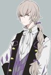  1boy 2am2 braid butler fire_emblem fire_emblem_if grey_background grey_hair long_hair orange_eyes simple_background solo takumi_(fire_emblem_if) 