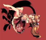  1girl bare_legs branch brown_eyes brown_hair cheong_ha houraisan_kaguya japanese_clothes jeweled_branch_of_hourai looking_at_viewer open_mouth solo touhou upside-down 