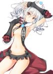  1girl breasts cosplay drill_hair fur_trim gauntlets horns idolmaster idolmaster_cinderella_girls kanzaki_ranko long_hair looking_at_viewer navel red_eyes sekai_seifuku:_bouryaku_no_zvezda silver_hair solo star twin_drills twintails venera-sama venera-sama_(cosplay) yuuri_(sinjitu-no-yukue) 