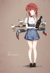  1girl alcohol alternate_costume auburn_hair beer brown_eyes cleazul full_body german_clothes highres holding_bottle kantai_collection oktoberfest short_hair simple_background snack solo z3_max_schultz_(kantai_collection) 