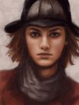  1girl brown_hair face hat hot_pants_(sbr) jojo_no_kimyou_na_bouken pekanpeka portrait realistic solo steel_ball_run tagme 