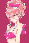  bow hair_bow idolmaster idolmaster_cinderella_girls jougasaki_mika lipstick lipstick_mark makeup ohlala pink_eyes pink_hair 