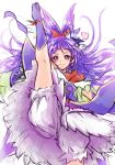 1girl bloomers bow chocokin cure_magical gloves hair_bow izayoi_liko kicking long_hair looking_at_viewer magical_girl mahou_girls_precure! precure purple_hair red_bow smile solo underwear upskirt violet_eyes white_background 