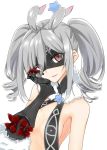  1girl breasts cosplay drill_hair eyes_visible_through_hair fur_trim gauntlets horns idolmaster idolmaster_cinderella_girls kanzaki_ranko long_hair looking_at_viewer mask red_eyes sekai_seifuku:_bouryaku_no_zvezda silver_hair solo star twin_drills twintails upper_body venera-sama venera-sama_(cosplay) yuuri_(sinjitu-no-yukue) 