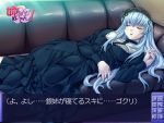  couch dress fake_screenshot long_hair rozen_maiden silver_hair sleeping suigintou translated translation_request visual_novel 