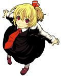  :p bad_id blonde_hair blush hair_ribbon hands highres necktie outstretched_arms red_eyes ribbon rumia short_hair simple_background smile solo spread_arms tongue touhou tsuttsu 