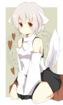  animal_ears bare_shoulders between_thighs brown_eyes detached_sleeves grey_hair heart inubashiri_momiji lowres mono_(recall) red_eyes seiza short_hair sitting solo tail touhou v_arms wolf_ears wolf_tail wolfears 